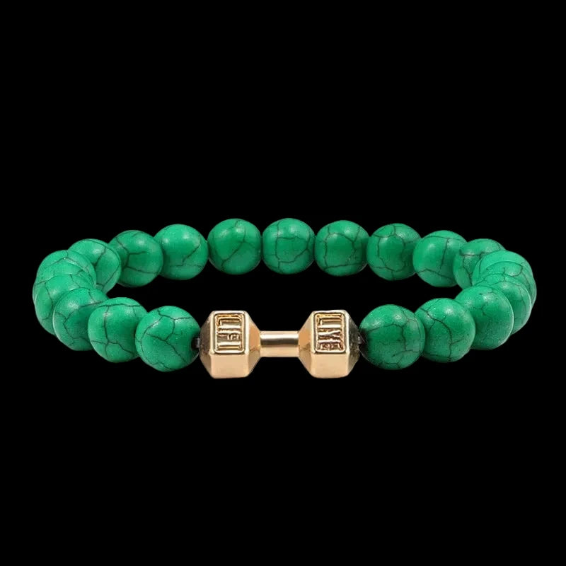 Natural Volcanic Stone Charm Dumbbell Bracelet