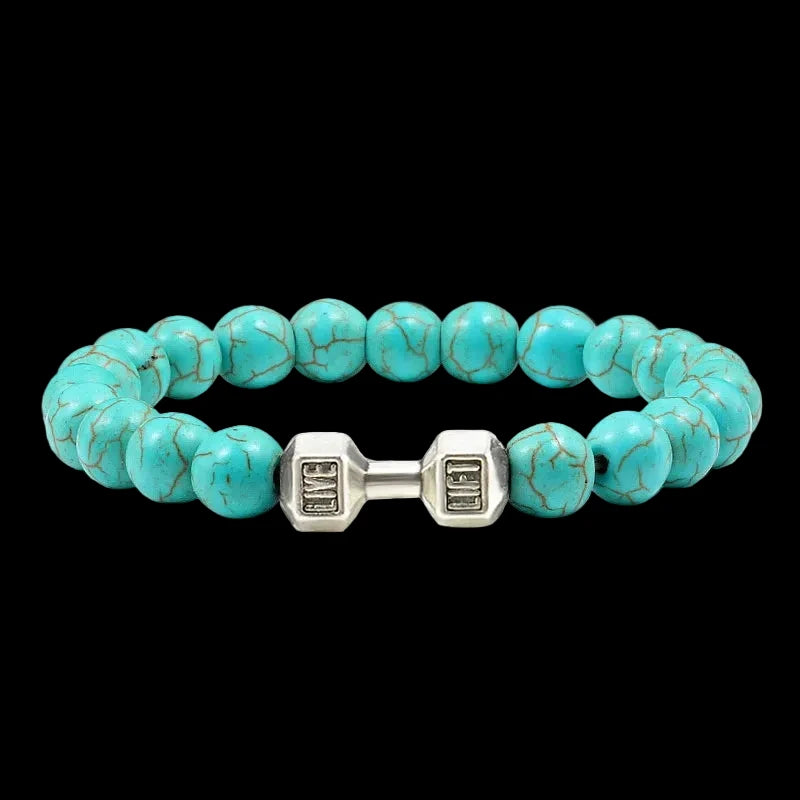 Natural Volcanic Stone Charm Dumbbell Bracelet