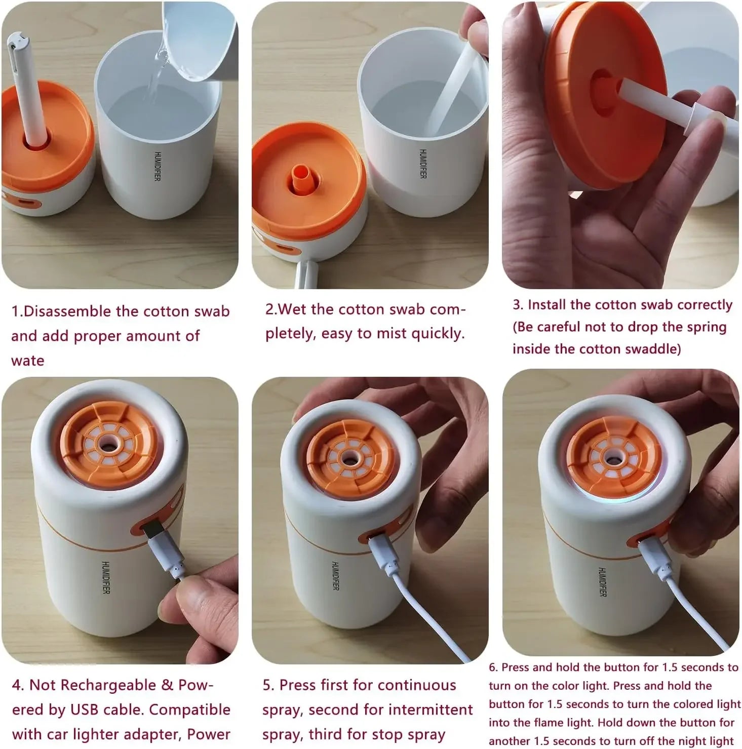 Mini Humidifier USB Electric Essential Oil Diffuser Home/Car