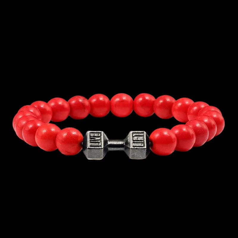 Natural Volcanic Stone Charm Dumbbell Bracelet