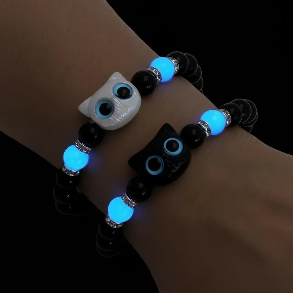 Matching Bracelets Couples Women Men Luminous Cute Cat Friendship Bracelet