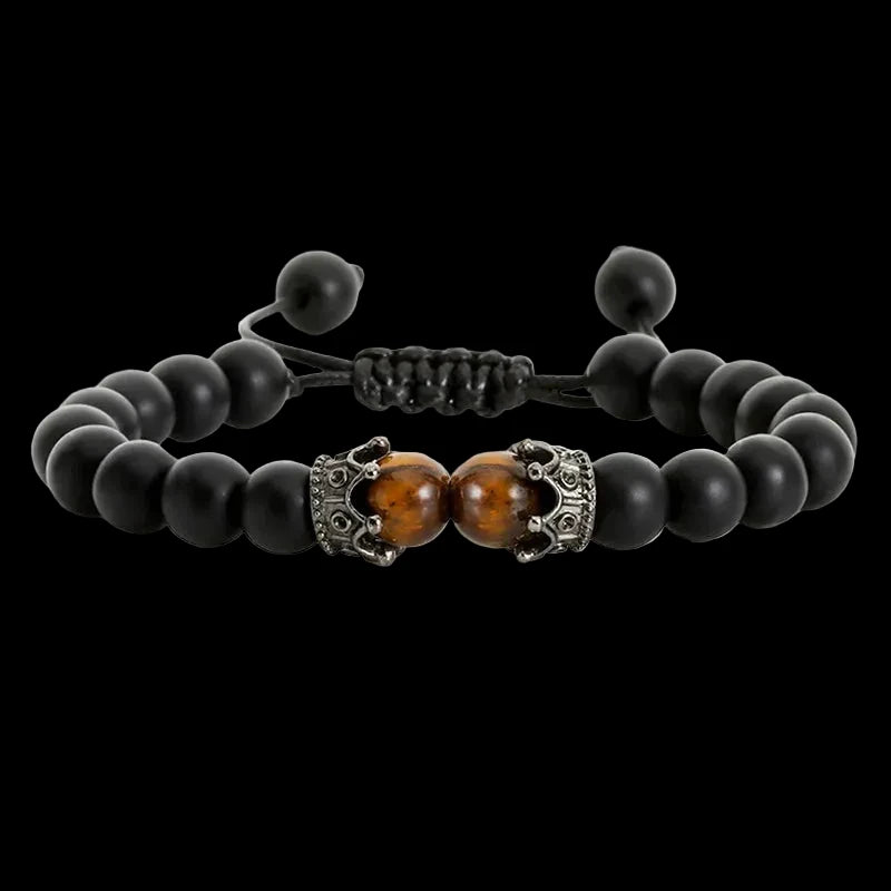 Natural Lava Stone Beads Crown Braid Bracelet