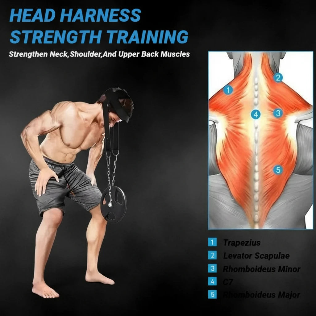 Head Neck Training Harness Body Strengh Exercise Cervical Spine Strap Adjustable Power Gym Fitness Weight Bearing Cap