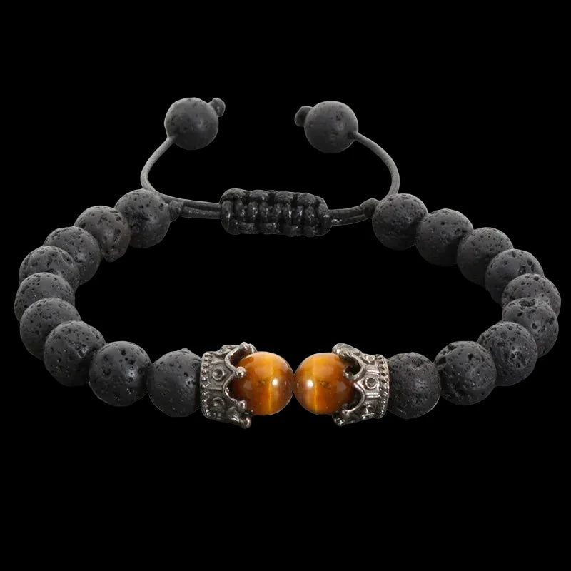 Natural Lava Stone Beads Crown Braid Bracelet