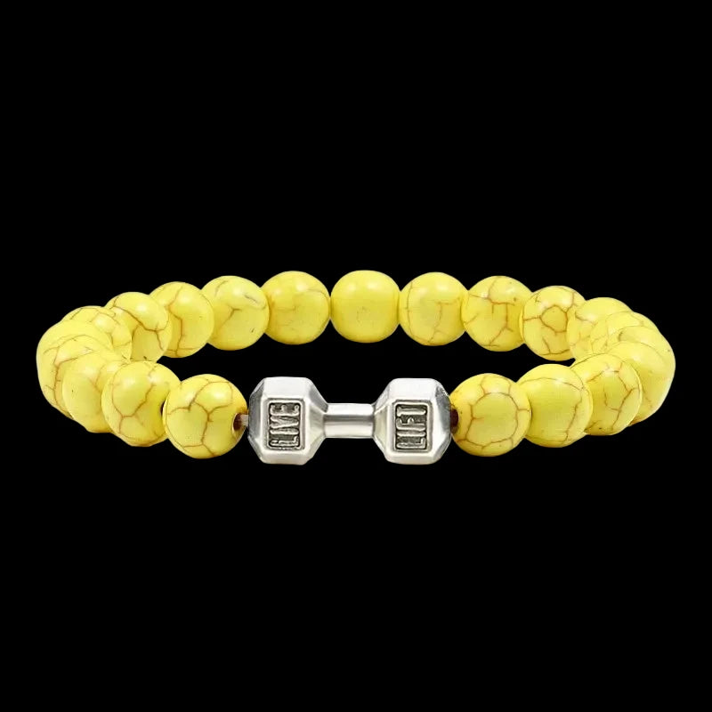 Natural Volcanic Stone Charm Dumbbell Bracelet