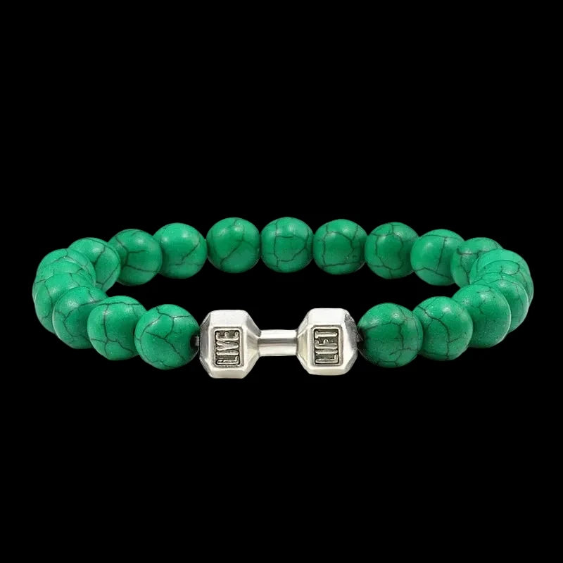 Natural Volcanic Stone Charm Dumbbell Bracelet